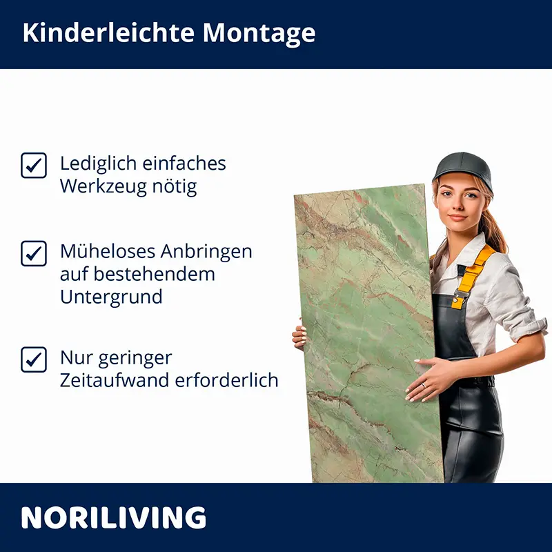 Frau hält grünes Paneel, Hinweise zur Montage