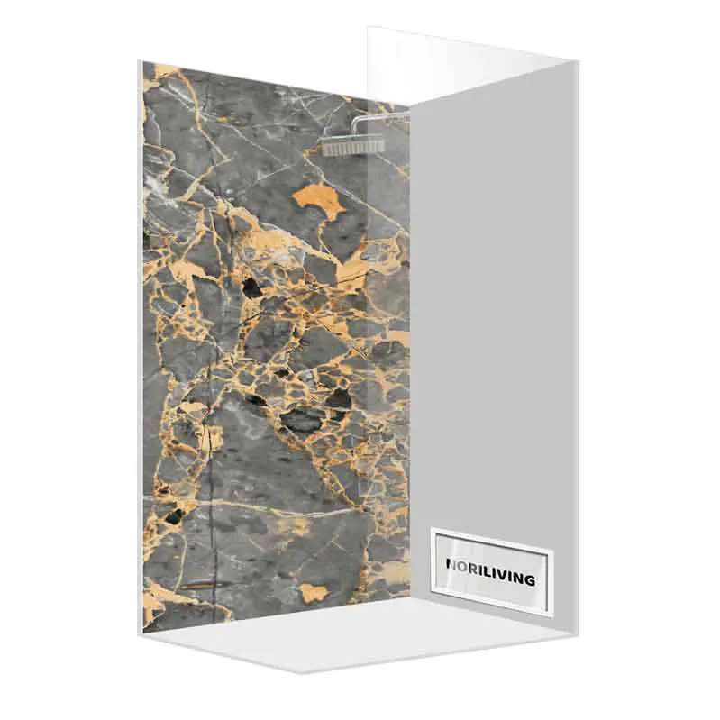 Duschrückwand Ecke/Nische Alu Marmorstruktur mittelgrau rost