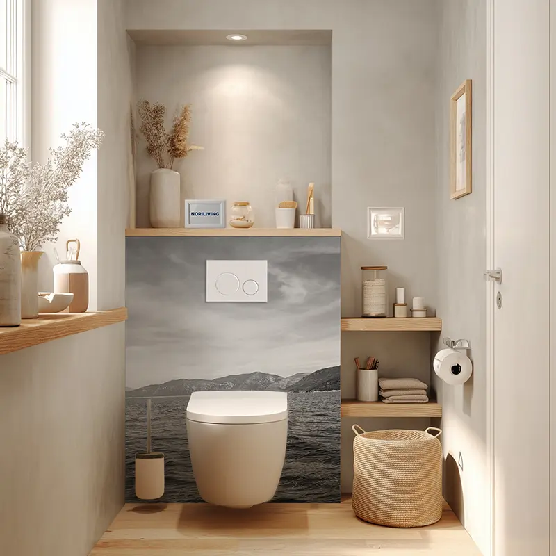 Toilettenrückwand Alu Adriaküste Istrien 462 schwarz-weiß