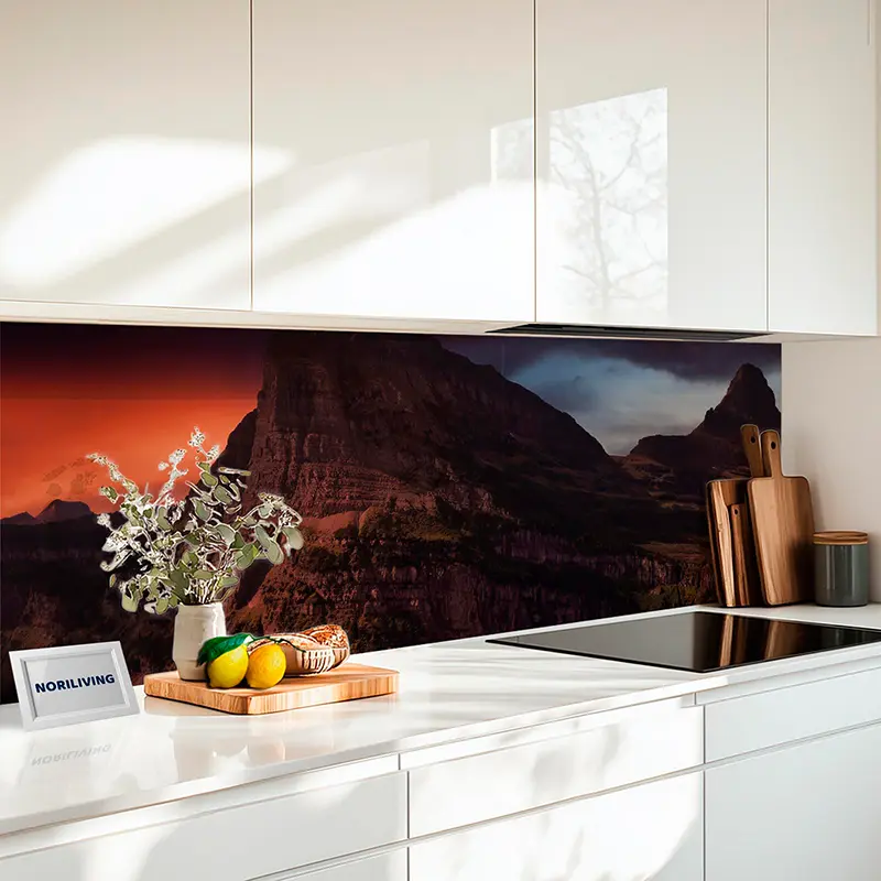 Küchenrückwand Echtglasoptik Profiline Abendlicher Blick auf die amerikanischen Rocky Mountains 376