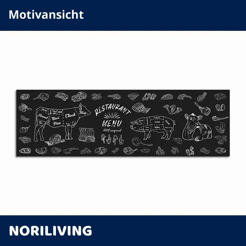 Schwarzes Chalkboard-Banner mit Fleischschnitten