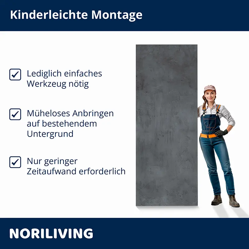 NORILIVING Wandpaneel in Betonoptik mit Montagehinweisen
